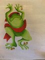 Very Rare Needlepoint Canvas Stocking Handpainted SUSAN ROBERTS Santa Frog Canvas CE 1562 Holiday Decor