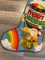 Christmas Stocking Finished Vintage 1980s NEEDLE TREASURES Needlepoint High Flying Santa LINED Vintage Holiday Decor