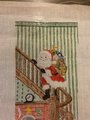 Needlepoint Christmas Stocking Canvas Handpainted 1970s Santa on Stairs Bannister Original