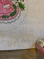 Handpainted Needlepoint Christmas Stocking Vintage ALEXA DESIGNS Santa with Stockings Canvas Embroidery Decor