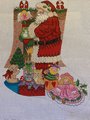Handpainted Needlepoint Christmas Stocking Vintage ALEXA DESIGNS Santa with Stockings Canvas Embroidery Decor