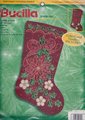 Bling Christmas Stocking, FINISHED Handmade BUCILLA Kit, Glitter & Glitz, Poinsettia Holiday Stocking, Embroidered Stocking