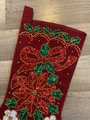 Bling Christmas Stocking, FINISHED Handmade BUCILLA Kit, Glitter & Glitz, Poinsettia Holiday Stocking, Embroidered Stocking