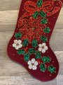 Bling Christmas Stocking, FINISHED Handmade BUCILLA Kit, Glitter & Glitz, Poinsettia Holiday Stocking, Embroidered Stocking