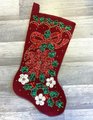 Bling Christmas Stocking, FINISHED Handmade BUCILLA Kit, Glitter & Glitz, Poinsettia Holiday Stocking, Embroidered Stocking