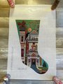 Vintage Handpainted PETER ASHE Needlepoint Victorian Christmas Stocking Canvas Holiday Decor 1980