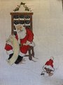 Needlepoint Christmas Stocking Handpainted Canvas Vintage STITCHES Santa In Chair With List Canvas Embroidery Decor