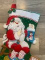 Christmas Stocking | Handmade Holiday Stocking | STITCHING SANTA Finished Felt Stocking | Embroidered Stocking