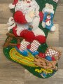 Christmas Stocking | Handmade Holiday Stocking | STITCHING SANTA Finished Felt Stocking | Embroidered Stocking