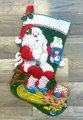 Christmas Stocking | Handmade Holiday Stocking | STITCHING SANTA Finished Felt Stocking | Embroidered Stocking
