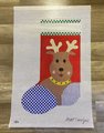 New Vintage MAP DESIGNS Mr Reindeer 154 Handpainted Needlepoint Christmas Stocking Canvas Canvas Embroidery Decor