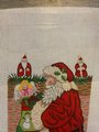 Handpainted Needlepoint Christmas Stocking Vintage ALEXA DESIGNS Santa with Stockings Canvas Embroidery Decor