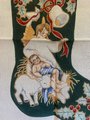 New Vintage Hand Painted Needlepoint Christmas Stocking Canvas WITH FIBERS Share One's Ideas Nativity Angel Religious Stocking