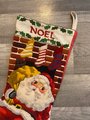 Christmas Stocking Finished 1970's Vintage SUNSET Needlepoint Santa Claus "Santa's Here" Crewel Holiday Decor