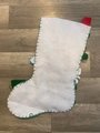 Christmas Stocking | Handmade Holiday Stocking | STITCHING SANTA Finished Felt Stocking | Embroidered Stocking