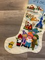 Christmas Stocking Adorable CREWEL WORK Finished Vintage PARAGON The Carolers Needlepoint #6722 Holiday Decor