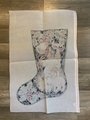 New Vintage Hand Painted Needlepoint Christmas Stocking Canvas WITH FIBERS Share One's Ideas Nativity Angel Religious Stocking