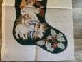 New Vintage Hand Painted Needlepoint Christmas Stocking Canvas WITH FIBERS Share One's Ideas Nativity Angel Religious Stocking