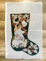 New Vintage Hand Painted Needlepoint Christmas Stocking Canvas WITH FIBERS Share One's Ideas Nativity Angel Religious Stocking