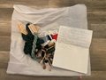 New Vintage Hand Painted Needlepoint Christmas Stocking Canvas WITH FIBERS Share One's Ideas Nativity Angel Religious Stocking