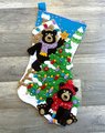 Christmas Stocking | FINISHED Bucilla Kit | Holiday Black Bears Handmade Holiday Stocking | Personalized Stockings