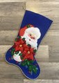 Personalized Christmas Stocking Finished Bucilla Kit Handmade Vintage 1980's Santa & Poinsettia Christmas Stocking