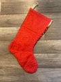 Christmas Stocking Finished 1970's Vintage SUNSET Needlepoint Santa Claus "Santa's Here" Crewel Holiday Decor