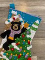Christmas Stocking | FINISHED Bucilla Kit | Holiday Black Bears Handmade Holiday Stocking | Personalized Stockings