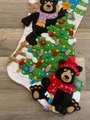 Christmas Stocking | FINISHED Bucilla Kit | Holiday Black Bears Handmade Holiday Stocking | Personalized Stockings