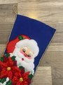 Personalized Christmas Stocking Finished Bucilla Kit Handmade Vintage 1980's Santa & Poinsettia Christmas Stocking