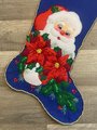 Personalized Christmas Stocking Finished Bucilla Kit Handmade Vintage 1980's Santa & Poinsettia Christmas Stocking