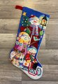 Christmas Stocking FINISHED Bucilla Needlepoint Stocking | Linda Gillum | Snowman Family Embroidered Stocking