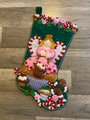 Family Christmas Stocking | Handmade Bucilla Cupcake Angel Stocking | Custom Embroidered Stocking | Personalized Stockings
