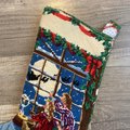 Christmas Stocking Finished Handmade Vintage 1993 DIMENSIONS Waiting for Santa Christmas Needlepoint Stocking 9084 Holiday Decor