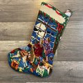 Christmas Stocking Finished Handmade Vintage 1993 DIMENSIONS Waiting for Santa Christmas Needlepoint Stocking 9084 Holiday Decor