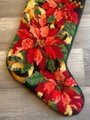Christmas Stocking New VTG Handmade Finished Bucilla Kooler POINSETTIA TAPESTRY Needlepoint Christmas Stocking 60725