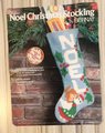 Custom Christmas Stocking, Vintage Bernat NOEL Handmade Needlepoint Holiday Christmas Stocking