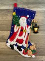 Christmas Stocking | Finished BUCILLA Santa with Lantern | Handmade Holiday Stocking | 86903E Custom Embroidered Stocking