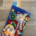 Christmas Stocking NEW VTG Handmade Finished Bucilla Needlepoint Christmas Stocking Snowmen 60756