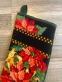 Christmas Stocking New VTG Handmade Finished Bucilla Kooler POINSETTIA TAPESTRY Needlepoint Christmas Stocking 60725