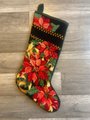 Christmas Stocking New VTG Handmade Finished Bucilla Kooler POINSETTIA TAPESTRY Needlepoint Christmas Stocking 60725