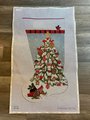 Handpainted Needlepoint Stocking Canvas MELISSA SHIRLEY Acorn Tree 2045 with THREADS Holiday Craft Kit, Birds Cardinals Squirrel