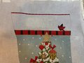 Handpainted Needlepoint Stocking Canvas MELISSA SHIRLEY Acorn Tree 2045 with THREADS Holiday Craft Kit, Birds Cardinals Squirrel
