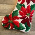 New Handmade Christmas Stocking VTG BUCILLA POINSETTIA 60549 Red Flower Needlepoint Stocking Embroidered Stockings Custom Socks