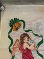 NEW VTG Barbara Elmore RARE Handpainted Christmas Needlepoint Stocking Canvas Angel Holiday Stocking Doves Harp