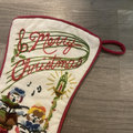 Christmas Stocking Vintage 1970's CREWEL WORK Finished Elsa Williams Carolers #00188 Needlepoint Holiday Decor