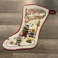 Christmas Stocking Vintage 1970's CREWEL WORK Finished Elsa Williams Carolers #00188 Needlepoint Holiday Decor