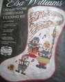 Christmas Stocking Vintage 1970's CREWEL WORK Finished Elsa Williams Carolers #00188 Needlepoint Holiday Decor