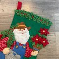 Christmas Stocking, Finished Bucilla Kit, GARDEN SANTA Handmade, #85428 Stocking