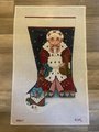 New Vintage MELISSA SHIRLEY DESIGNS Handpainted Christmas Stocking Hannah Rose Mrs. Claus with Gifts Holiday Sock Canvas